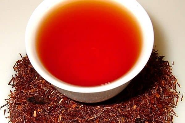 a cup of red rooibos tea