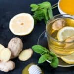 fresh ginger root tea with lemon mint and honey