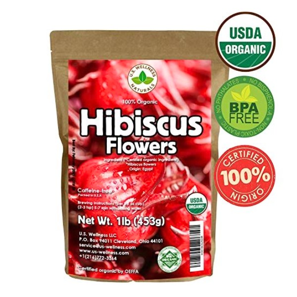 U.S. Wellness Naturals Organic Hibiscus Flowers Tea