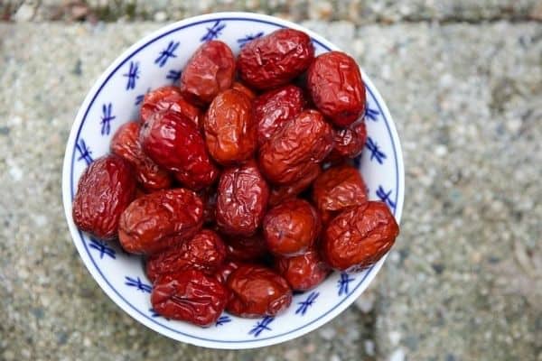 jujube red dates on a plate