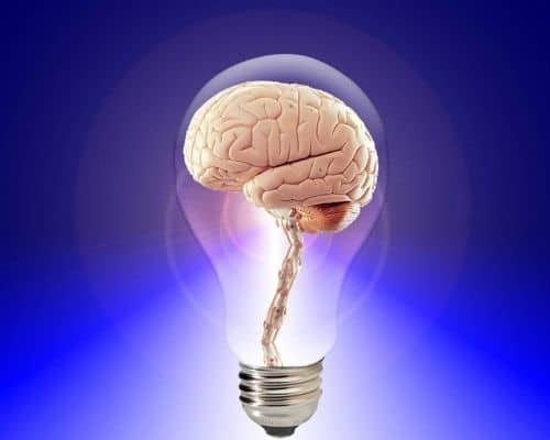 healthy brain inside a lamp