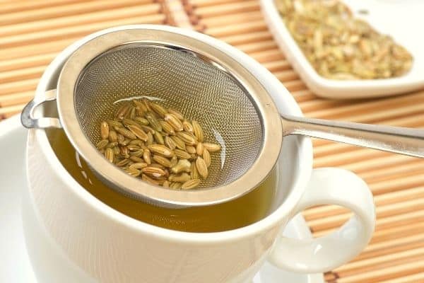 a cup of fennel seed tea