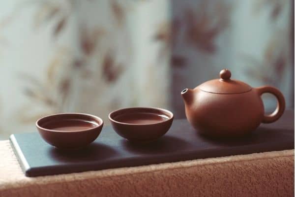 Yixing clay teapot and cups