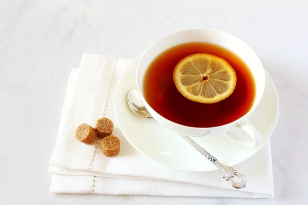 black tea with lemon and brown sugar