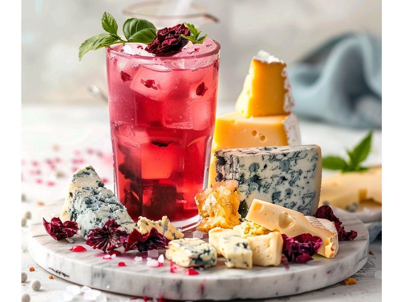 iced hibiscus tea and cheese