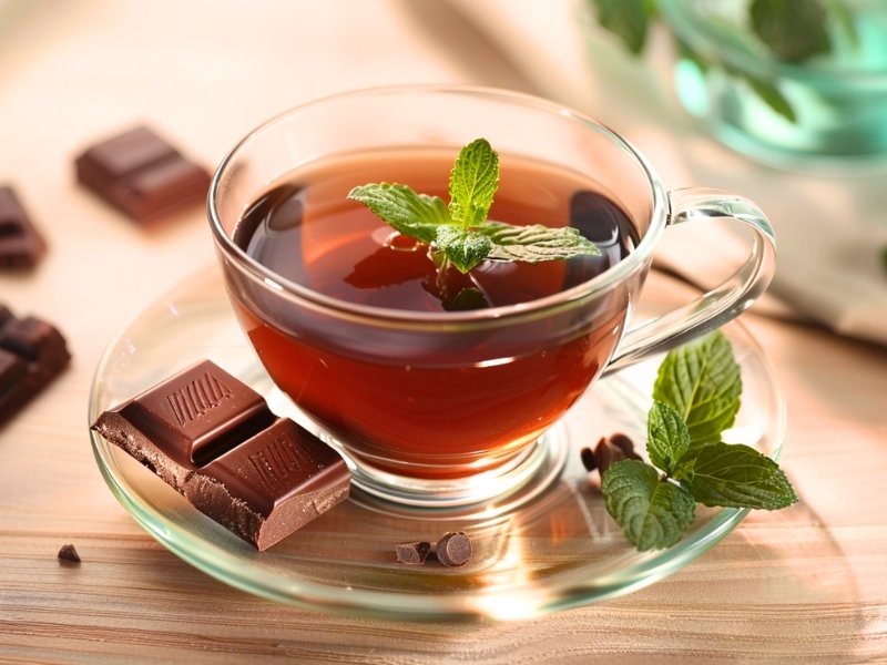 peppermint tea and chocolate