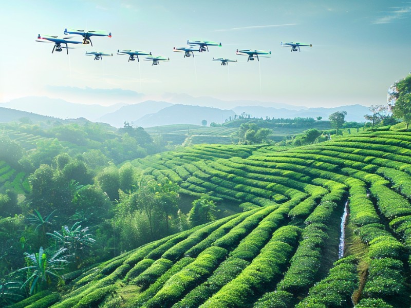 tea farm and drones
